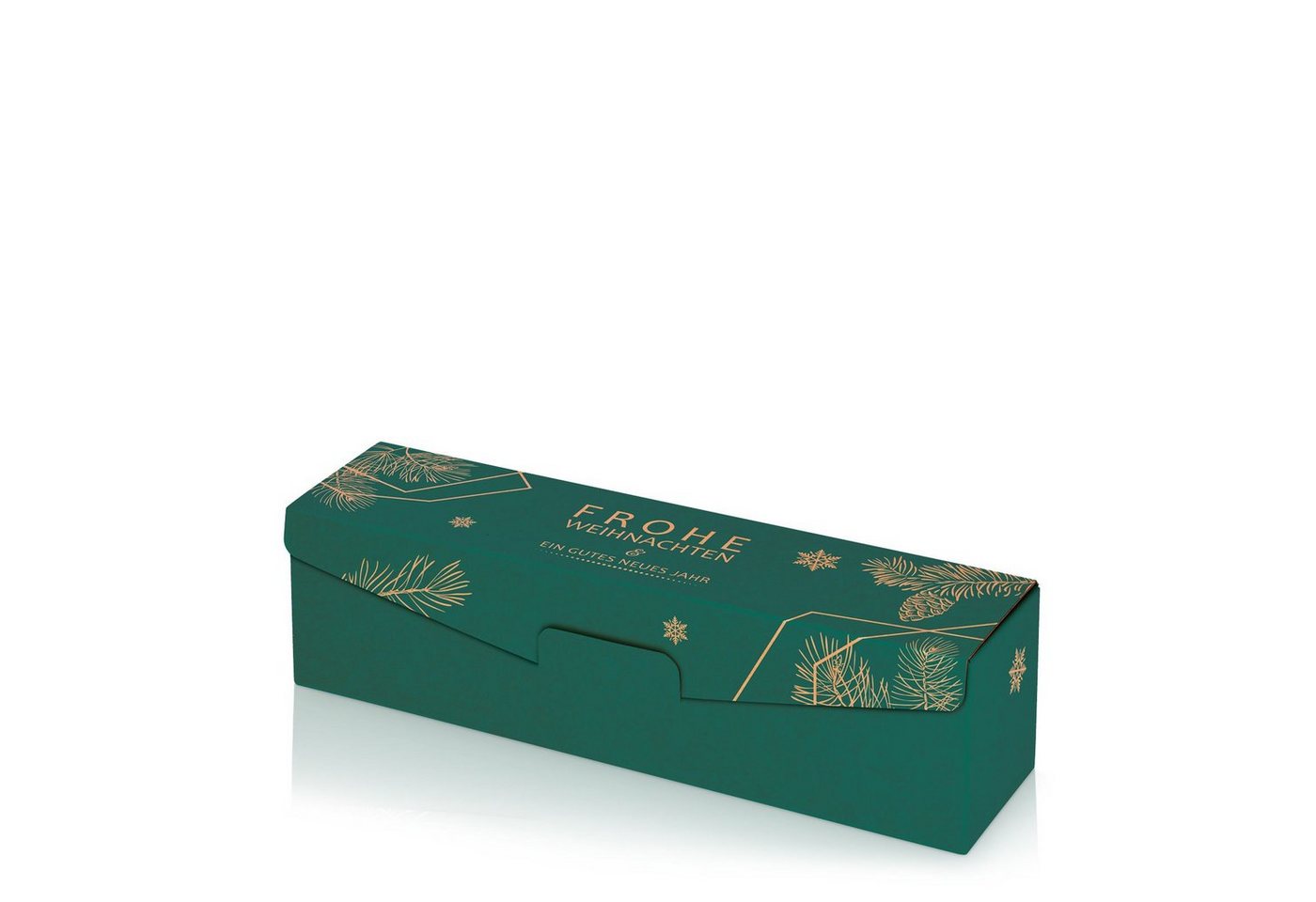 KK Verpackungen Geschenkbox (1000 St), 1000 x Präsentkarton für 1 Flasche 380x95x90 mm Motivdruck Weihnachten Natur Grün von KK Verpackungen