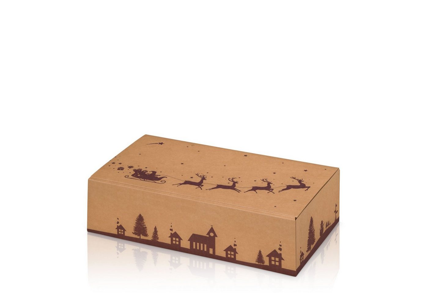 KK Verpackungen Geschenkbox (1000 St), 1000 x Präsentkarton für 2 Flaschen 360x180x90 mm Kraftpapier Weihnachten Natur Braun von KK Verpackungen