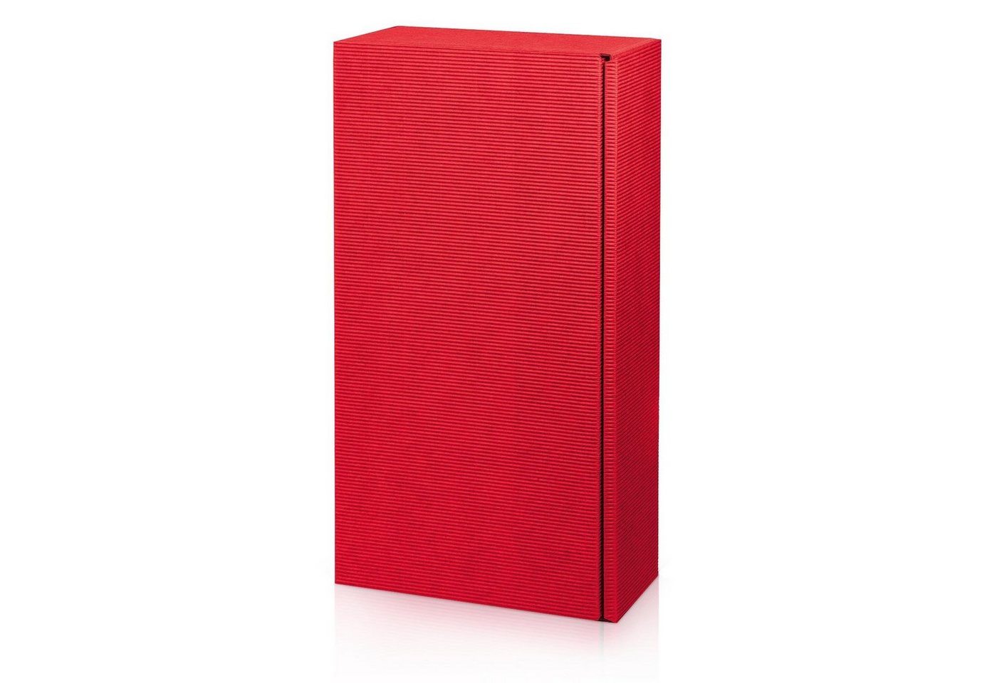 KK Verpackungen Geschenkbox (1000 St), 1000 x Präsentkarton für 2 Flaschen 360x180x90 mm offene Welle Rot von KK Verpackungen