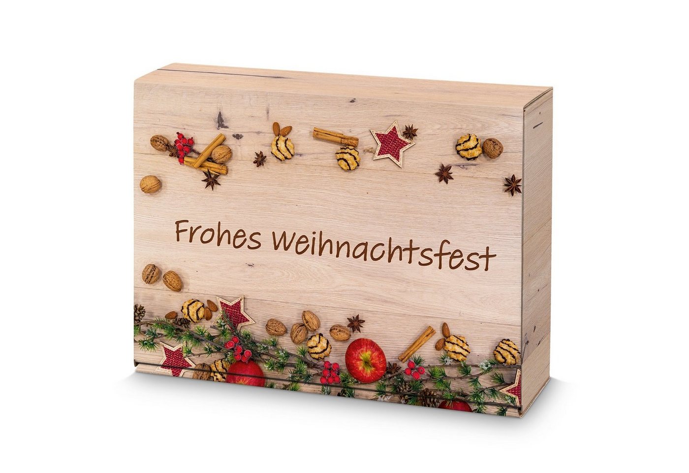 KK Verpackungen Geschenkbox (1000 St), 1000 x Präsentkarton für 3 Flaschen 360x250x90 mm Holzoptik Schokobraun Braun von KK Verpackungen