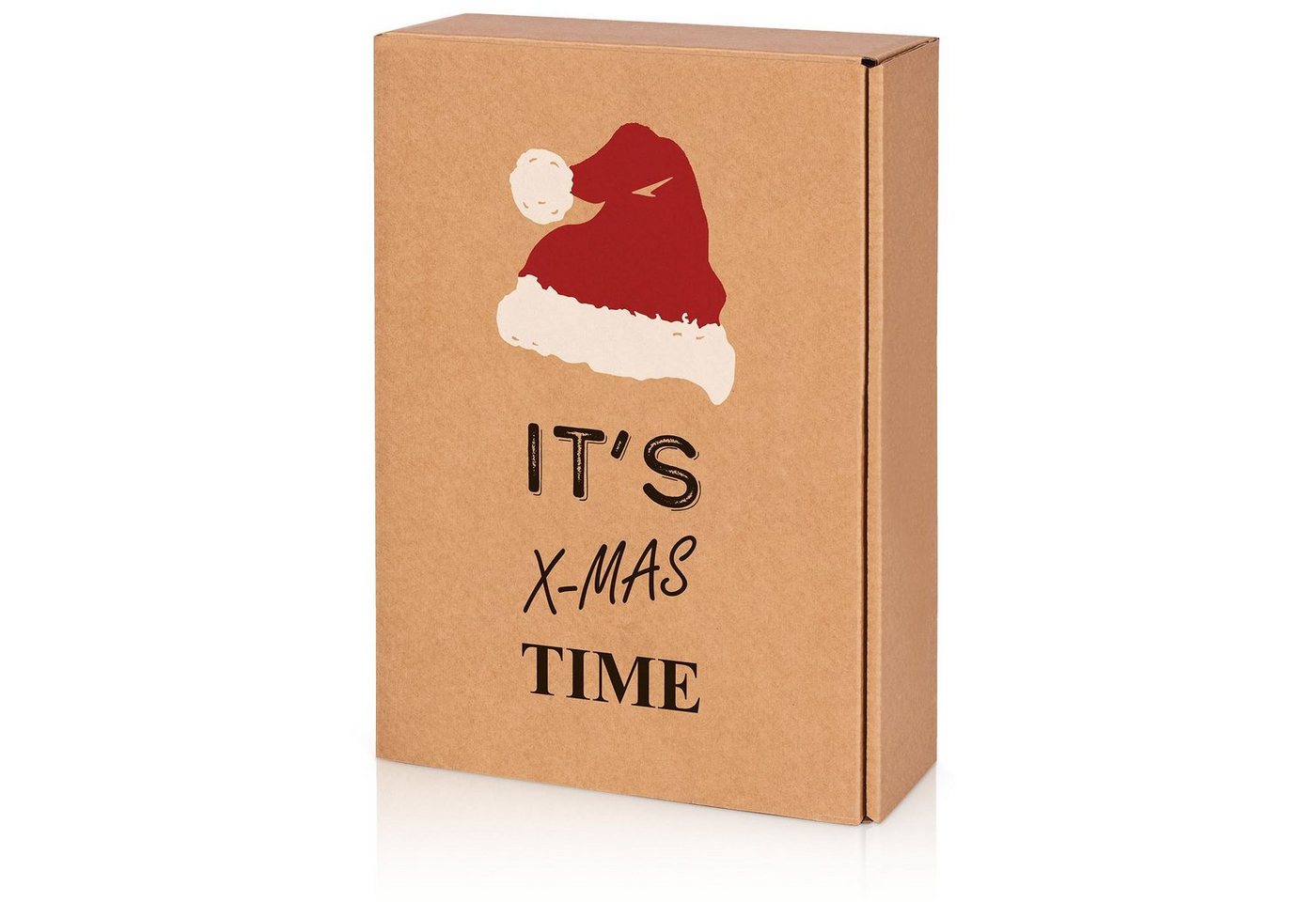 KK Verpackungen Geschenkbox (1000 St), 1000 x Präsentkarton für 3 Flaschen 360x250x90 mm Kraftpapier Weihnachten Natur Rot Weiß von KK Verpackungen