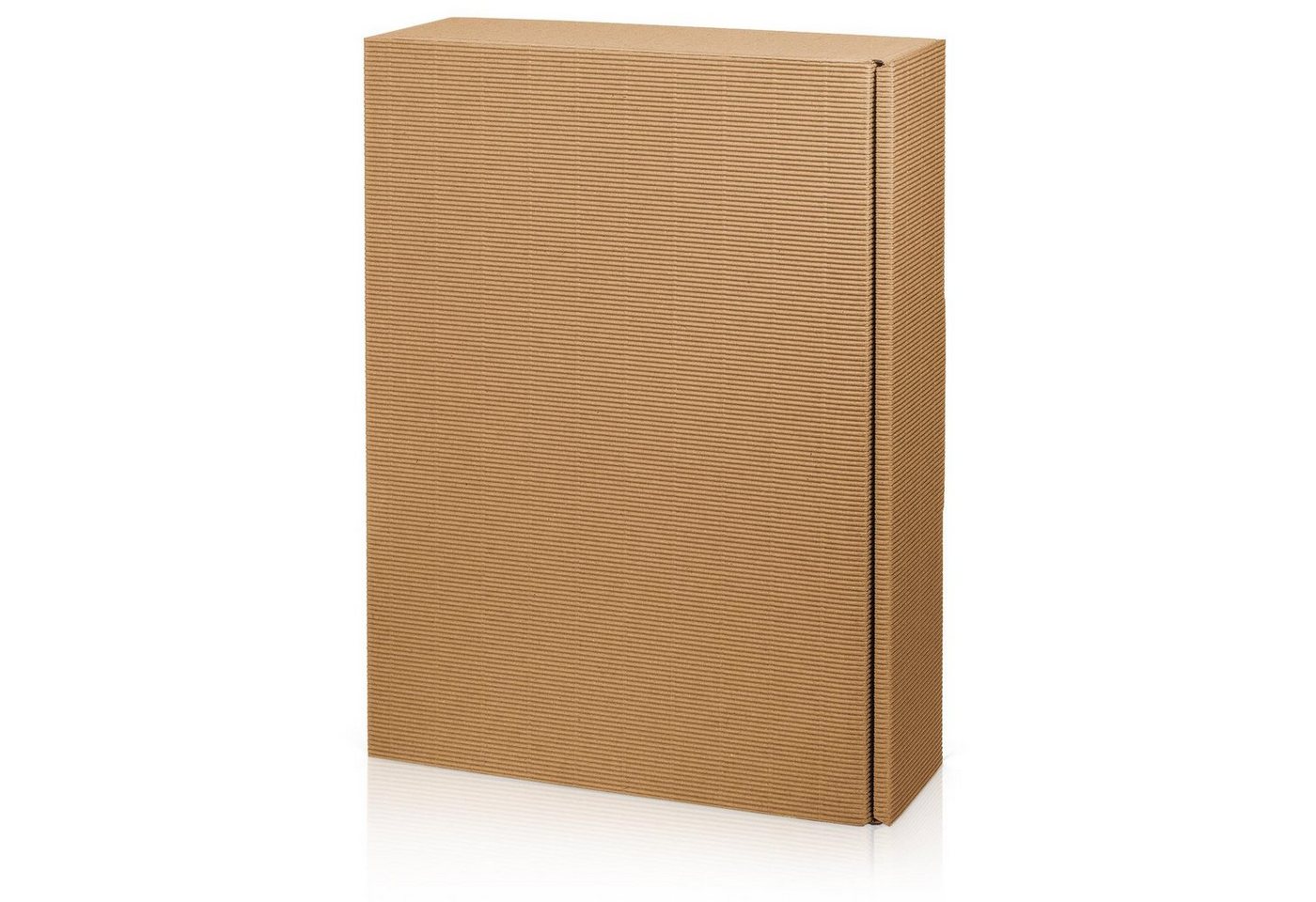 KK Verpackungen Geschenkbox (1000 St), 1000 x Präsentkarton für 3 Flaschen 360x250x90 mm offene Welle Natur von KK Verpackungen
