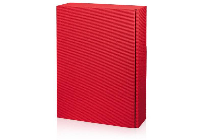KK Verpackungen Geschenkbox (1000 St), 1000 x Präsentkarton für 3 Flaschen 360x250x90 mm offene Welle Rot von KK Verpackungen