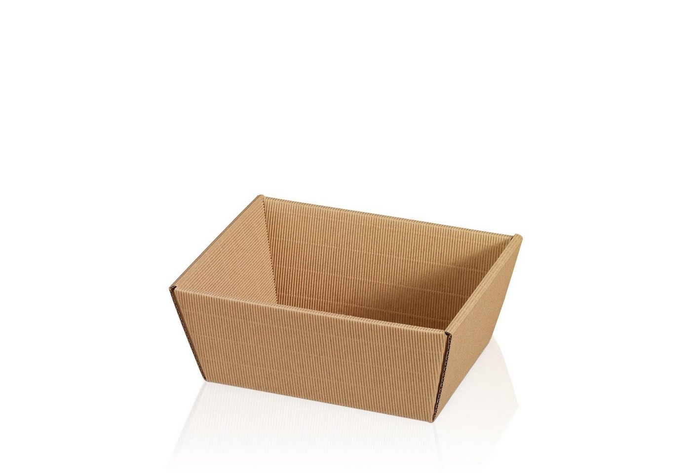KK Verpackungen Geschenkbox (1000 St), 1000 x Präsentkorb Geschenkkorb 195x145x100 mm offene Welle Natur von KK Verpackungen