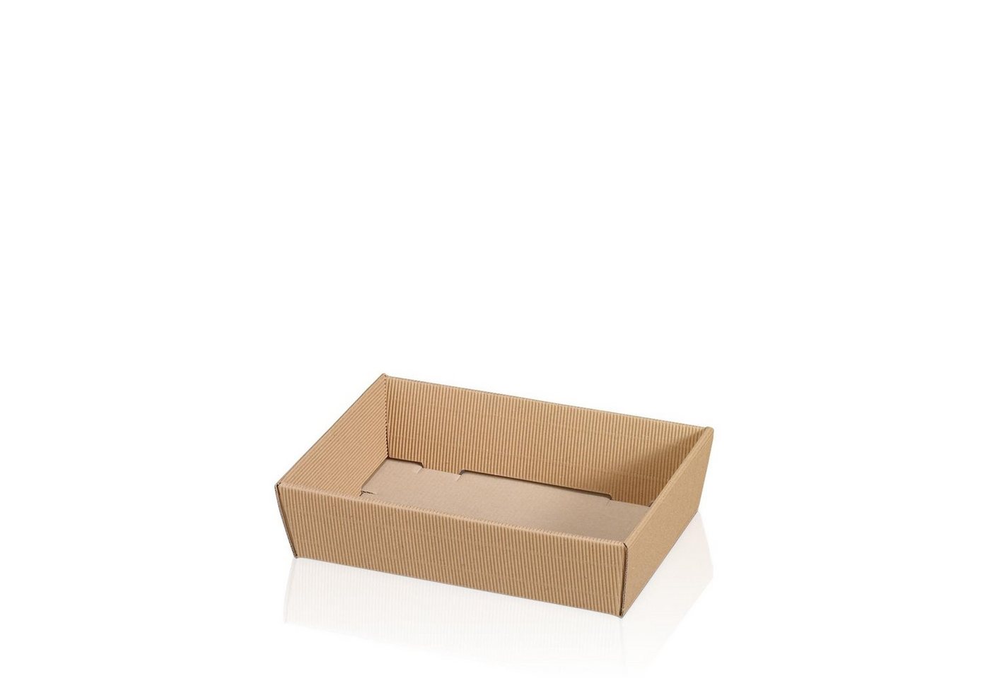 KK Verpackungen Geschenkbox (1000 St), 1000 x Präsentkorb Geschenkkorb 220x150x55 mm offene Welle Natur von KK Verpackungen