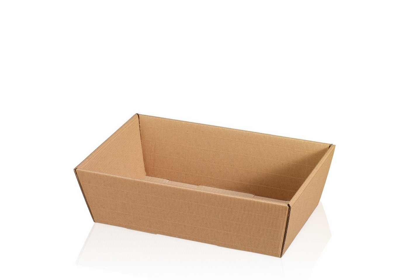 KK Verpackungen Geschenkbox (1000 St), 1000 x Präsentkorb Geschenkkorb 330x190x110 mm offene Welle Natur von KK Verpackungen