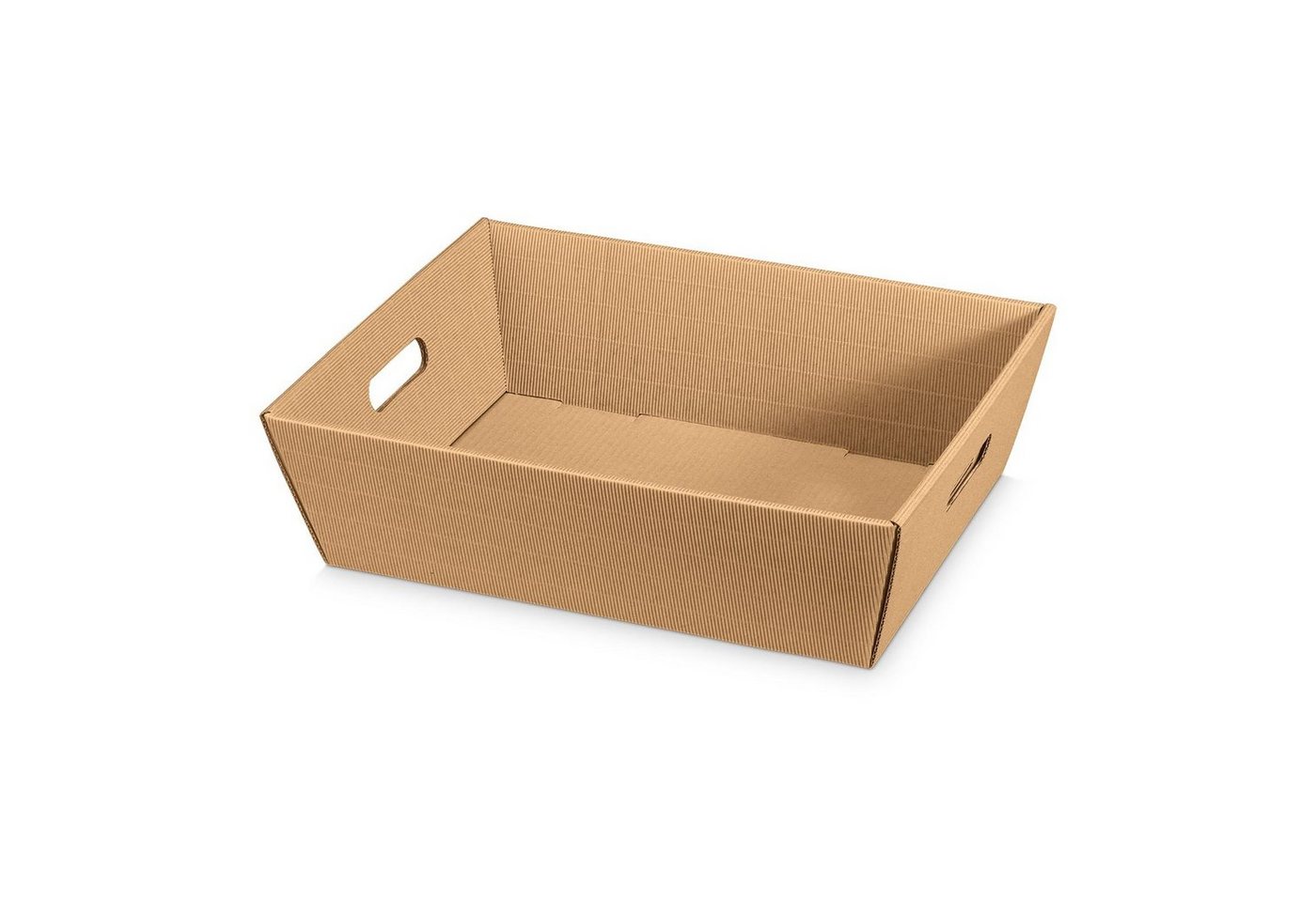 KK Verpackungen Geschenkbox (1000 St), 1000 x Präsentkorb Geschenkkorb 370x270x120 mm offene Welle Natur von KK Verpackungen