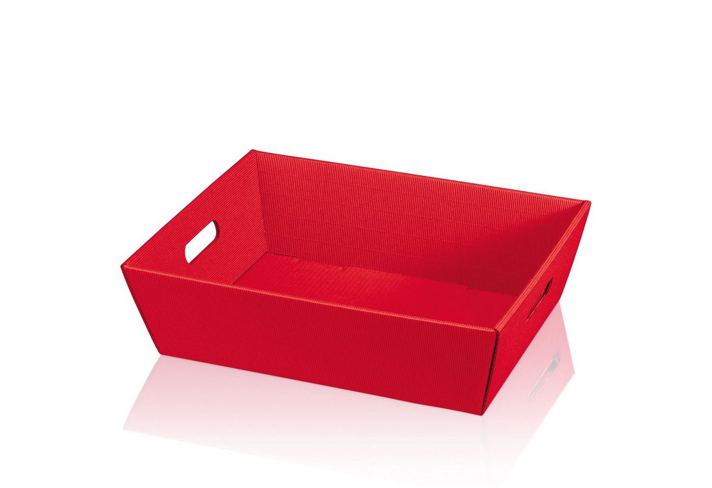 KK Verpackungen Geschenkbox (1000 St), 1000 x Präsentkorb Geschenkkorb 370x270x120 mm offene Welle Rot von KK Verpackungen