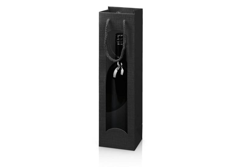 KK Verpackungen Geschenkbox (20 St), Papiertragetasche 1 Flasche 100x85x360mm Fenster Schwarz von KK Verpackungen