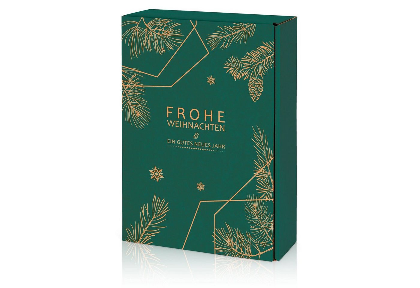 KK Verpackungen Geschenkbox (25 St), Präsentkarton für 3 Flaschen 360x250x90mm Kraftpapier Weihnachten Grün von KK Verpackungen
