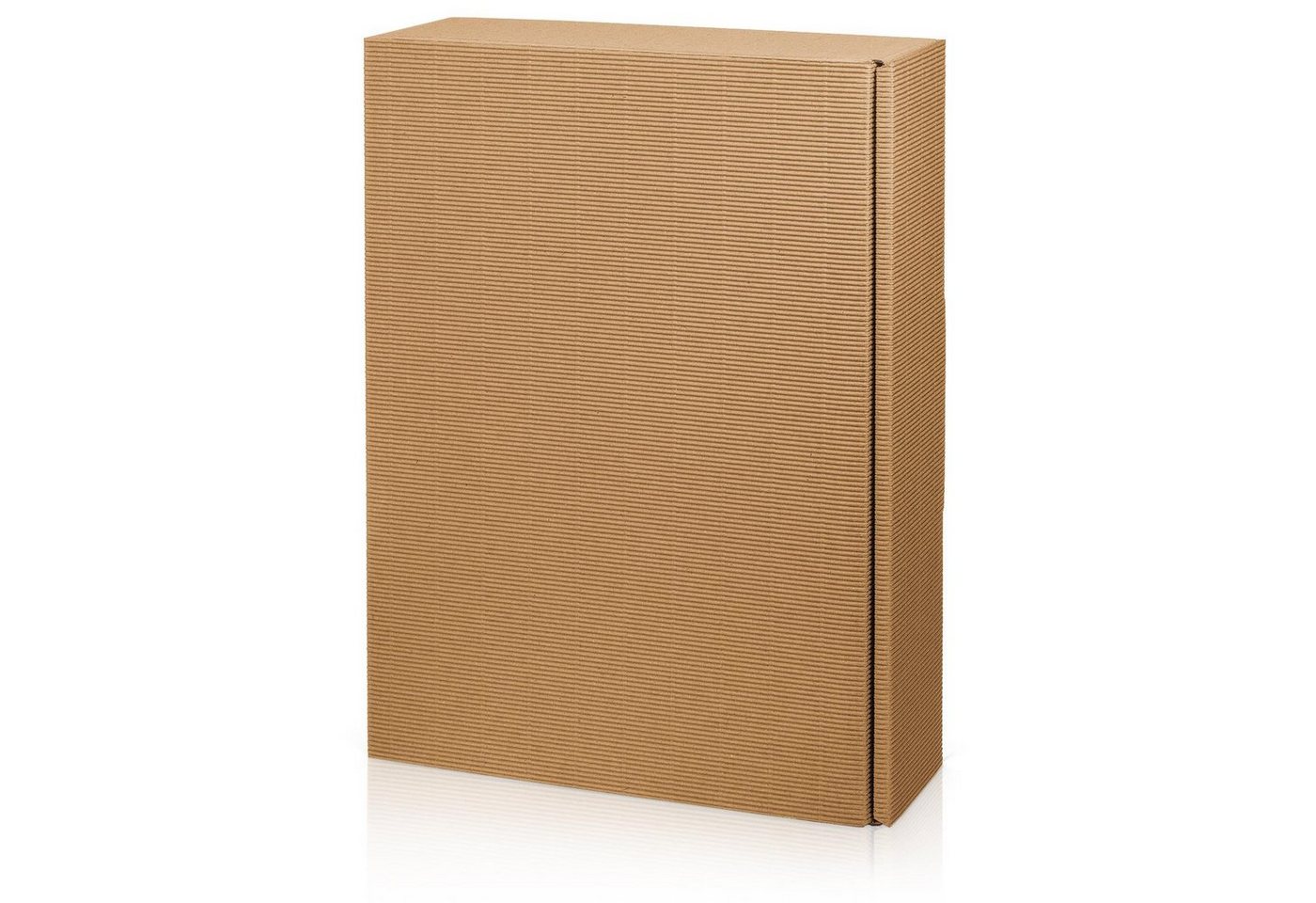 KK Verpackungen Geschenkbox (25 St), 25 x Präsentkarton für 3 Flaschen 360x250x90 mm offene Welle Natur von KK Verpackungen