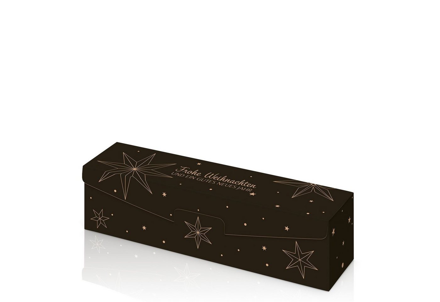 KK Verpackungen Geschenkbox (50 St), 50 x Präsentkarton für 1 Flasche 380x95x90 mm Kraftpapier Weihnachten Natur Schwarz von KK Verpackungen
