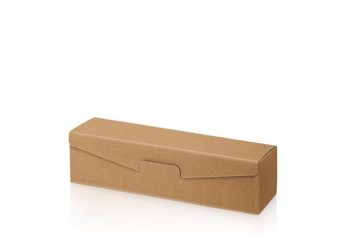 KK Verpackungen Geschenkbox (50 St), 50 x Präsentkarton für 1 Flasche 380x95x90 mm offene Welle Natur von KK Verpackungen