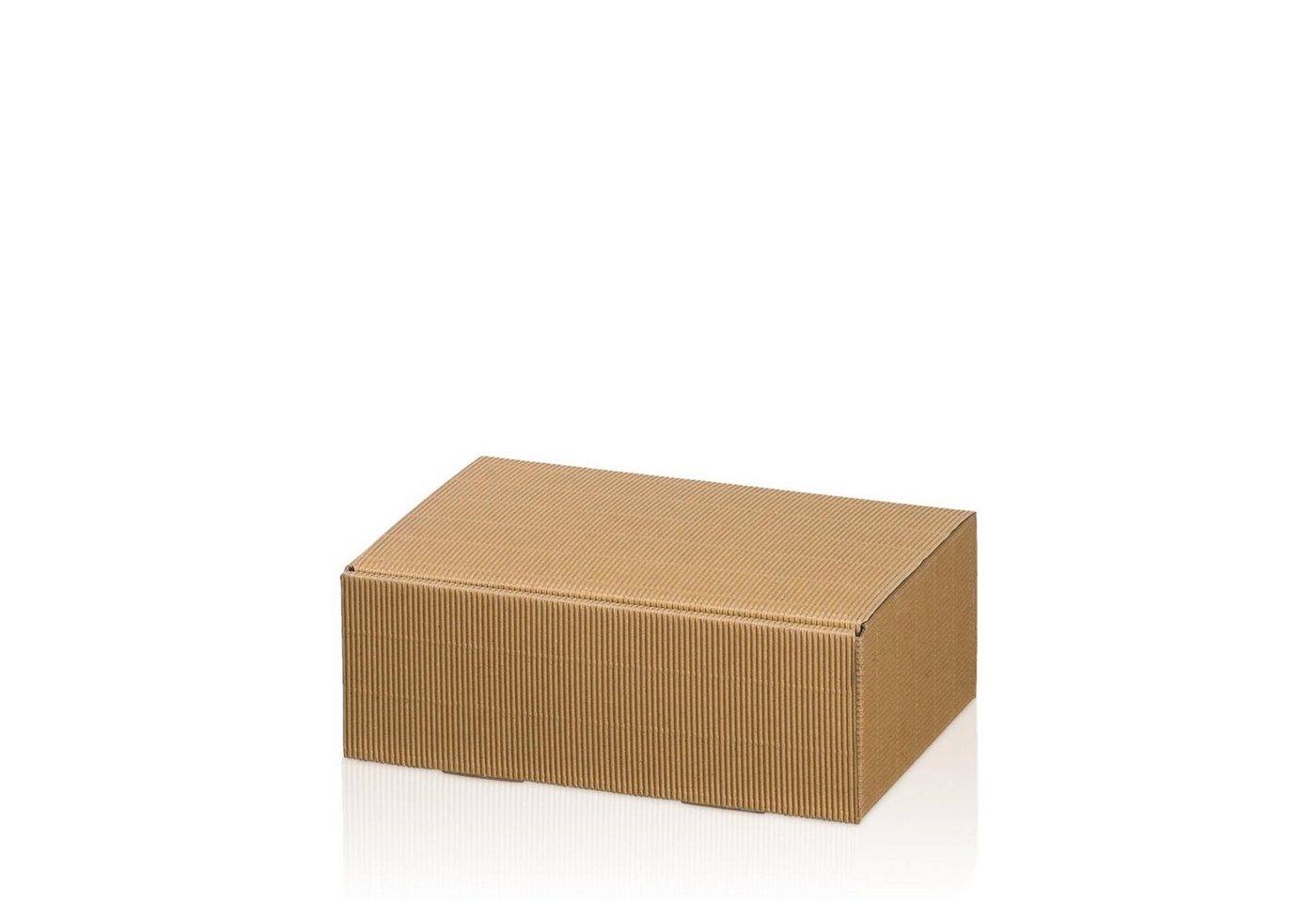 KK Verpackungen Geschenkbox (500 St), 500 x Faltschachtel für 1 Flasche Bocksbeutel 220x150x75 mm offene Welle Natur von KK Verpackungen
