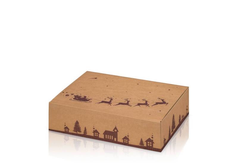 KK Verpackungen Geschenkbox (500 St), 500 x Präsentkarton für 3 Flaschen 360x250x90 mm Kraftpapier Weihnachten Natur Braun von KK Verpackungen