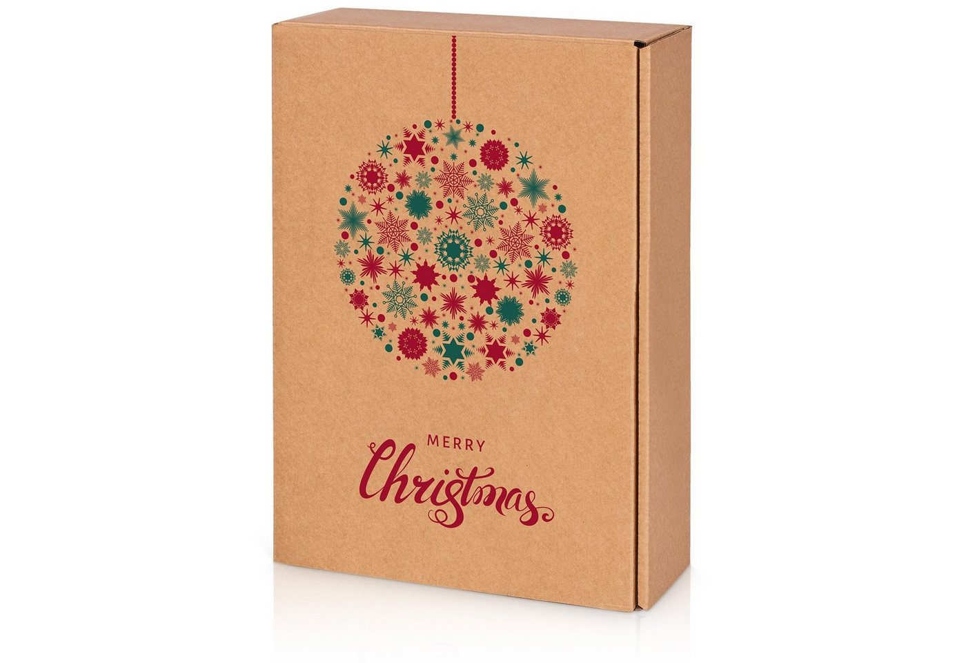 KK Verpackungen Geschenkbox (500 St), 500 x Präsentkarton für 3 Flaschen 360x250x90 mm Kraftpapier Weihnachten Natur Rot Grün von KK Verpackungen