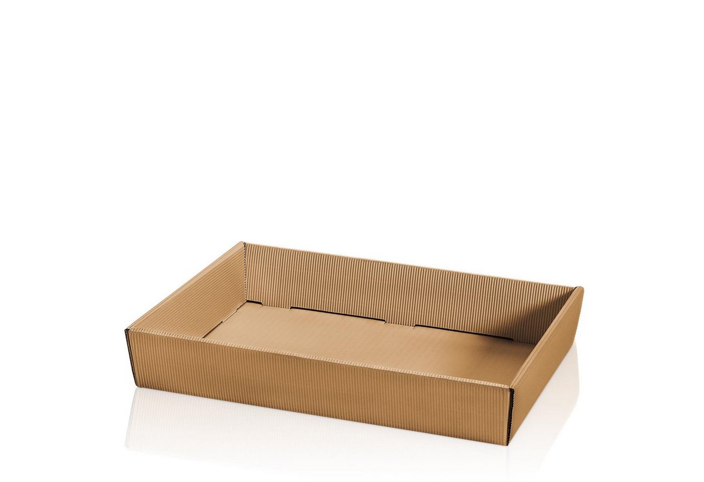 KK Verpackungen Geschenkbox (500 St), 500 x Präsentkorb Geschenkkorb 315x220x55 mm offene Welle Natur von KK Verpackungen