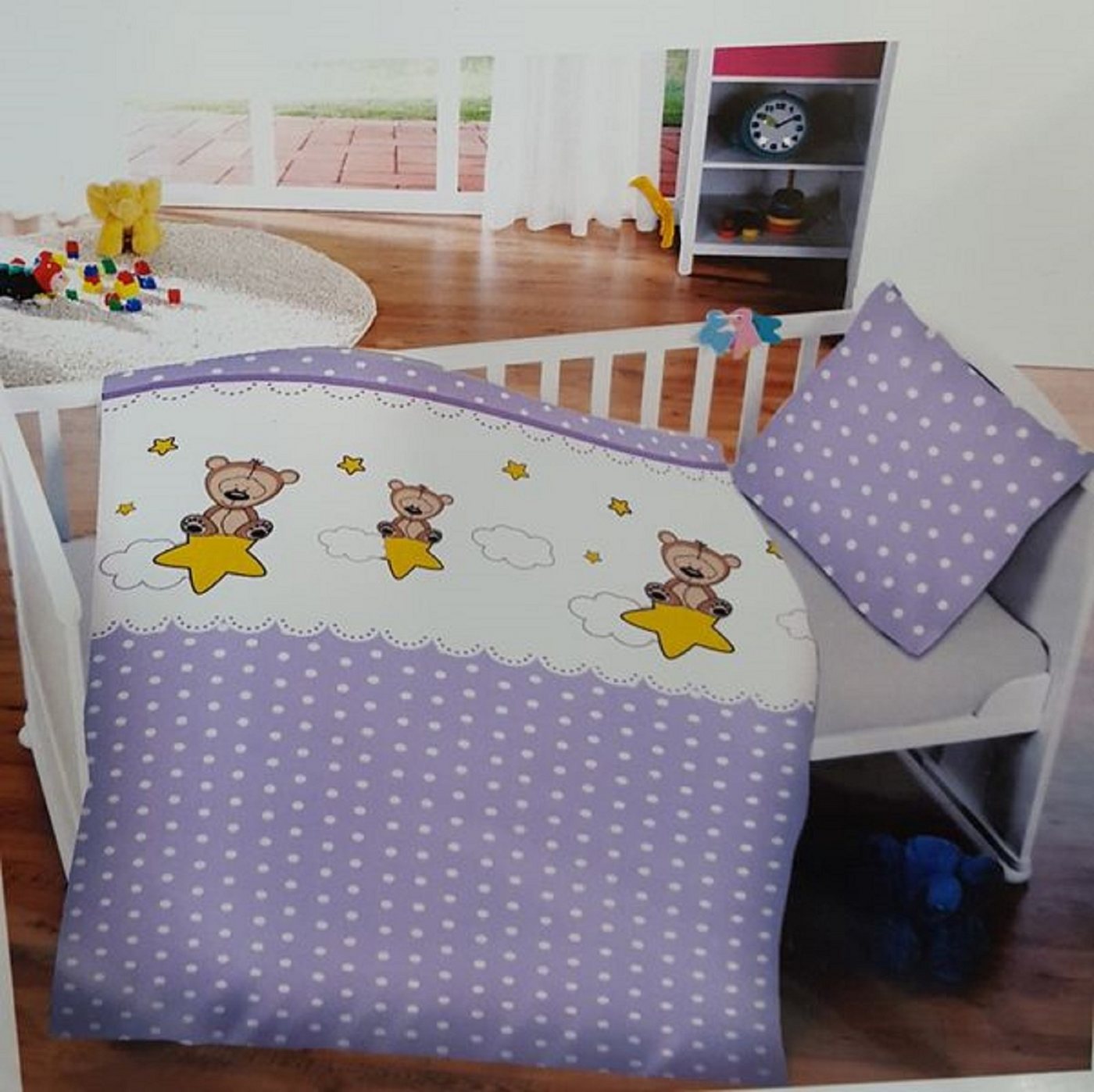 Babybettwäsche Baby Bettwäsche Bär und Sterne 100 x 135 cm 100% Baumwolle, KK von KK