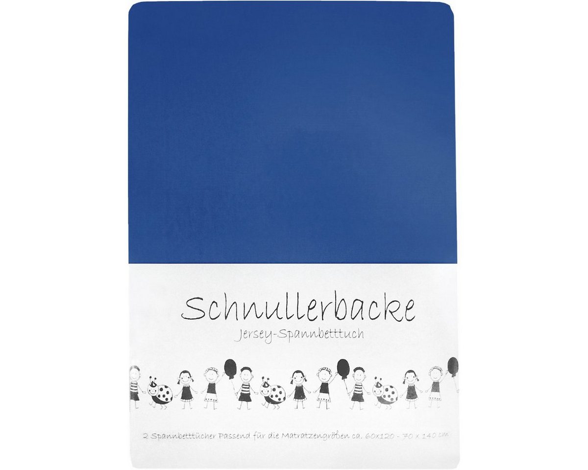 Bettwäsche 2er Set Baby Jersey Spannbetttuch Schnullerbacke 60/120 - 70/140 cm blau, KK von KK