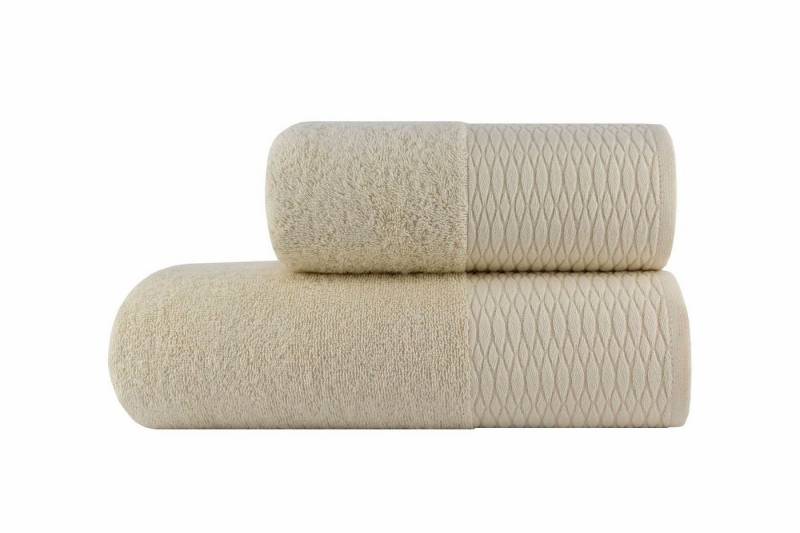 KK Handtücher Frottier Handtuch Set Moda 2 tlg. 50x100 und 70x140cm cream von KK