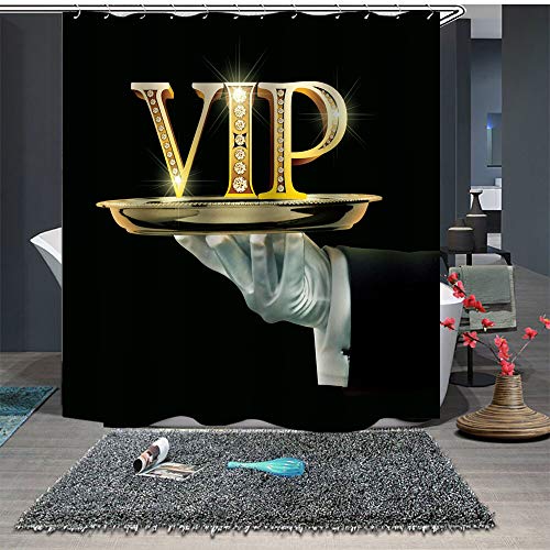 KKASD 3D Duschvorhang VIP Schimmelresistent Wasserdicht Badezimmer Vorhang Sichtschutz für Haus und Hotel 180 x 180 cm von KKASD