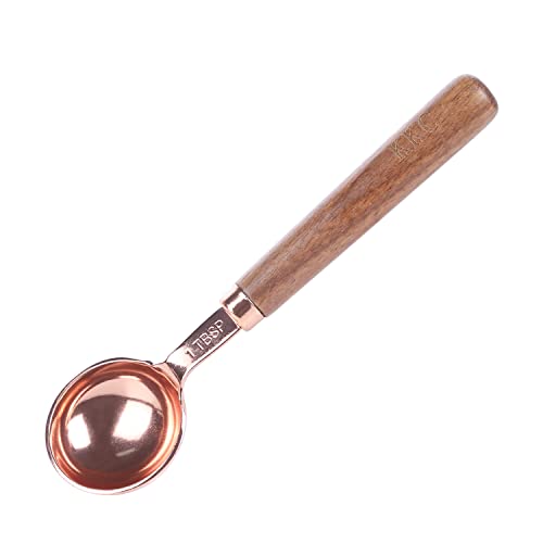 KKC kaffeelöffel portionierer, kaffeedosierlöffel mit holzgriff, edelstahl dosierlöffel, kaffee löffelchen messlöffel kaffeemaßlöffel für kaffeebohnen tee cacao, coffee spoon 10g /15ml, Gold von KKC