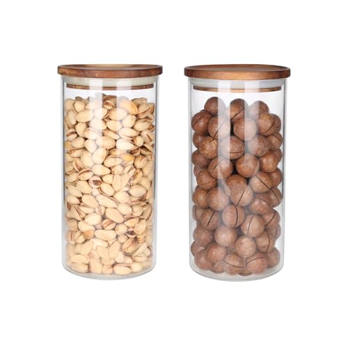 KKC Vorratsgläser mit Deckel Luftdicht - Vorratsdosen Glas 2er Set 1150ml Nussbehälter - Vorratsglas Glas für Hafer, Müsli, Nudeln, Loser Tee, Reis, Nüsse, Mehl, Getreide und Zucker Aufbewahrung von KKC