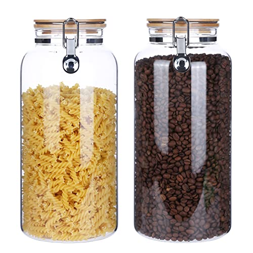 KKC 2.8L 2pcs große Gläser, Luftdicht vorratsgläser mit deckel, Borosilikatglas vorratsdosen glas für Spaghetti müsli Mehl aufbewahrung, gurkenglas 2800ML 2 Stück von KKC