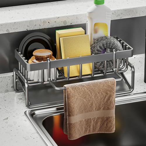 KKC spülbecken Organizer, küchen schwammhalter für Bürste, Schrubber, spüle robust Metall spültuchhalter, Sink Sponge Holder schmal von KKC