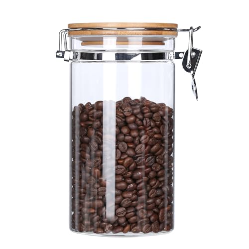 KKC vorratsgläser mit deckel, luftdicht vorratsglas, Borosilikatglas vorratsdosen für spaghetti Bohnen kaffee müsli Getreide Pasta aufbewahrung, 1200ML glasbehälter von KKC