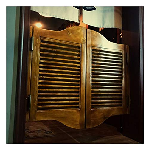 KKCF Scharnier Schwingtür Cafe Bar Pub Jalousie Rissbeständigkeit Massivholz Tür Mit Halber Taille Abgeschnitten Taverne Kiefer, Anpassbar Größe Farbe (Color : Brown, Size : 120x80cm) von KKCF-Schwingtür