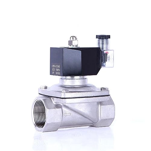 KKCZOFMJ 1-1/4" normalerweise geschlossenes Magnetventil aus Edelstahl IP65 DN32 Rohrsteuerschalter Wasserventile 12V 24V 110V 220V(NPT-220VAC) von KKCZOFMJ