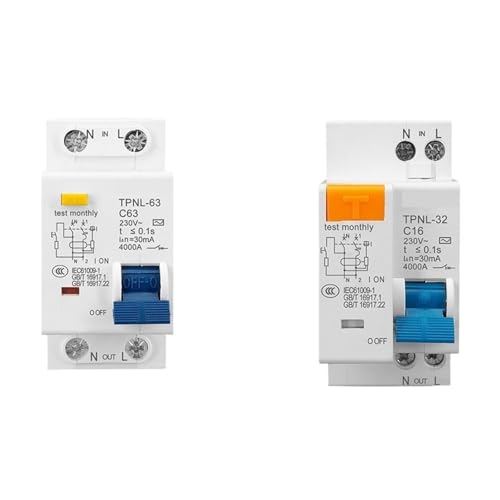 230 V 1P+N Residual Current Breaker With Over And Short Current Protection RCBO MCB (White 32A) von KKDDIHMTR