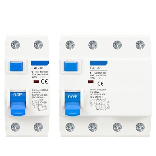 2P 4P 10/30/100/300mA Type AC RCCB RCD ELCB Electromagnetic Residual Current Circuit Breaker Differential Breaker Safety Switch(100mA,2P 25A) von KKDDIHMTR
