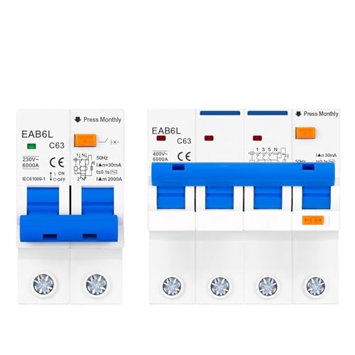 2P 4P C Type AC230V Leakage Protector Overload Short Circuit Protection Residual Current Circuit Breaker Switch(2P,32A) von KKDDIHMTR