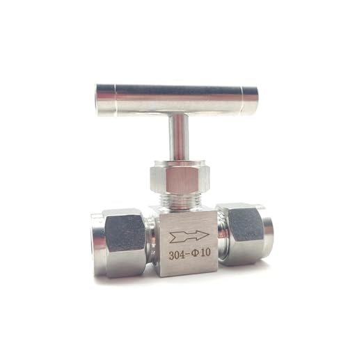 304 Stainless steel double ferrule needle valve 6mm 8mm 10mm Instrument tube hexagonal card sleeve globe valve(1/2") von KKDDIHMTR