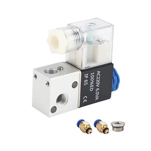 3V1-M5 3V1-06 AC110V AC220V DC12V 24V Air Compressor Valve 1/8" NC Normally Closed Pneumatic Aluminum Solenoid Valve(3V1-06 and 4mm,AC110V) von KKDDIHMTR
