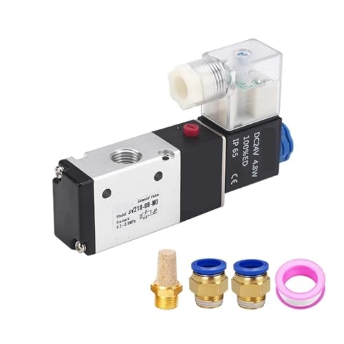 3V210-08 3 Way 2 Position 1/4" NO NC Pneumatic Solenoid Valve Air Directional Control DC12V DC24V AC110V AC220V(3V210-08-NC and 6mm,DC12V) von KKDDIHMTR
