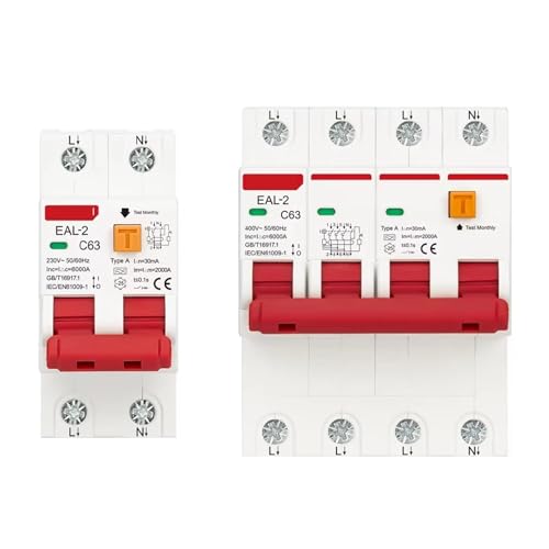 AC 2P 230V 4P 400V A Type RCBO RCCB MCB Electronic Residual Current Circuit Breaker Over Short Current 30mA Leakage Protection(4P 30mA,63A) von KKDDIHMTR