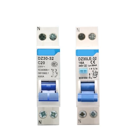 AC MCB 1P 230V 10A 16A 20A 25A 32A RCBO 1P+N Residual Current Circuit Breaker Differential Breaker Safety Switch DZ30LE-32(RCBO,16A) von KKDDIHMTR