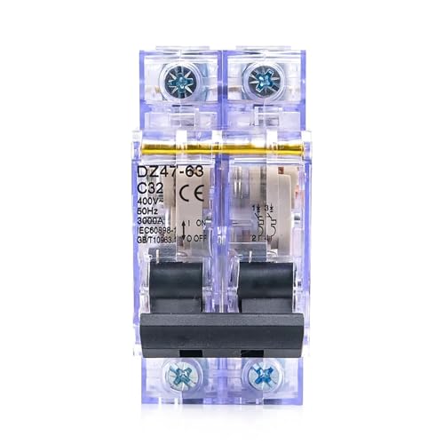 DZ47-63 Transparent Miniature Circuit Breaker 16-63A 1P/2P/3P/4P DIN Rail Mount with Overload Protection for Home (1 Pcs）(2,40A) von KKDDIHMTR