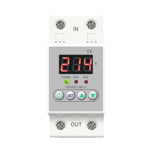 Din rail voltage display relay ON/OFF adjustable over under voltage proteciotn device automatic reconnect protector 40A 60A(60A) von KKDDIHMTR