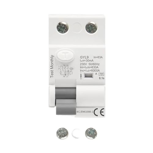 GYL9 A Type RCD Earth Leakage Circuit Breaker AC ELCB 2 Pole 40A 63A 30mA 100mA 300mA RCD RCCB(2P 63A,100mA) von KKDDIHMTR