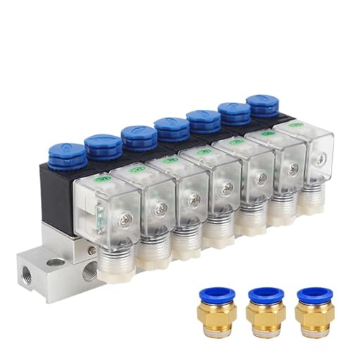 Pneumatic Solenoid Valve 3V1-06-NC 3/2 Way Integrated Control One Input Multiple Output With Busbar DC12V/24V AC110V/220V(AC110V 4mm fittings,5F) von KKDDIHMTR