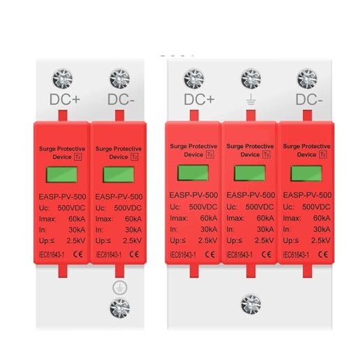 SPD 2P DC 500V 20KA~40KA House Lightning Surge Protector Protective Low-voltage Arrester Device for PV Solar Photovoltaic System(2P,DC500V 30-60KA) von KKDDIHMTR