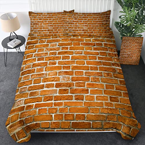 Bettwaren 3D Bedrucken Mauer Gelb Weiche Atmungsaktive Mikrofaser Hypoallergene Bettwäsche Set Bettbezug 155x220 cm und 2 Kissenbezug 80x80 cm mit Reißverschluss von KKGRXD