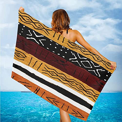 Strandtuch Afrika, Mikrofaser Strandtuch Streifen Handtuch Groß 100x200 cm Badetuch Strandhandtuch Schnell Trocknendes Sandfreies Weiches Saunatuch, reisehandtuch, Badehandtuch von KKGRXD