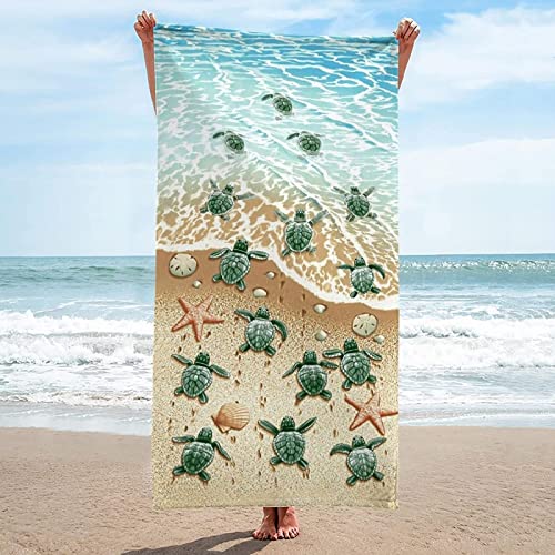 Strandtuch Baby-schildkröte, Mikrofaser Strandtuch Ozean Handtuch Groß 100x200 cm Badetuch Strandhandtuch Schnell Trocknendes Sandfreies Weiches Saunatuch, reisehandtuch, Badehandtuch von KKGRXD