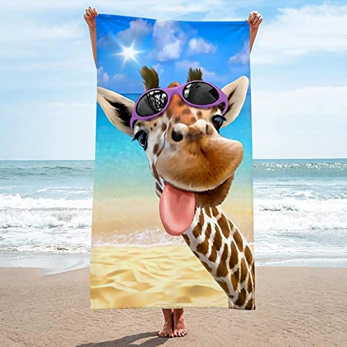Strandtuch Giraffe, Mikrofaser Strandtuch Tier Handtuch Groß 100x200 cm Badetuch Strandhandtuch Schnell Trocknendes Sandfreies Weiches Saunatuch, reisehandtuch, Badehandtuch von KKGRXD
