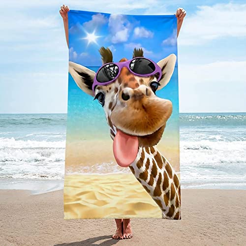 Strandtuch Giraffe, Mikrofaser Strandtuch Tier Handtuch Groß 90x180 cm Badetuch Strandhandtuch Schnell Trocknendes Sandfreies Weiches Saunatuch, reisehandtuch, Badehandtuch von KKGRXD